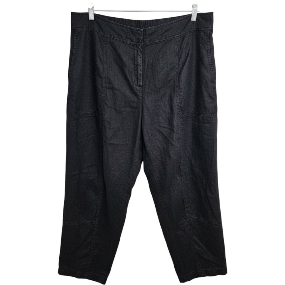Eileen Fisher 100% Linen Pants Relaxed Beach Boho Resort High Rise Black 2X